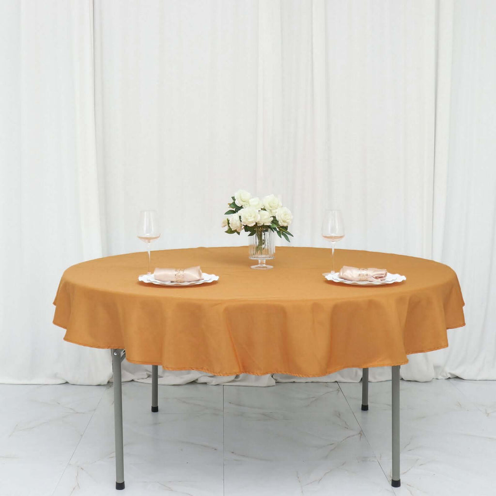 Polyester 70" Round Tablecloth Gold - Durable & Wrinkle - Resistant Table Cover for Everyday Use - Bell Racket Store