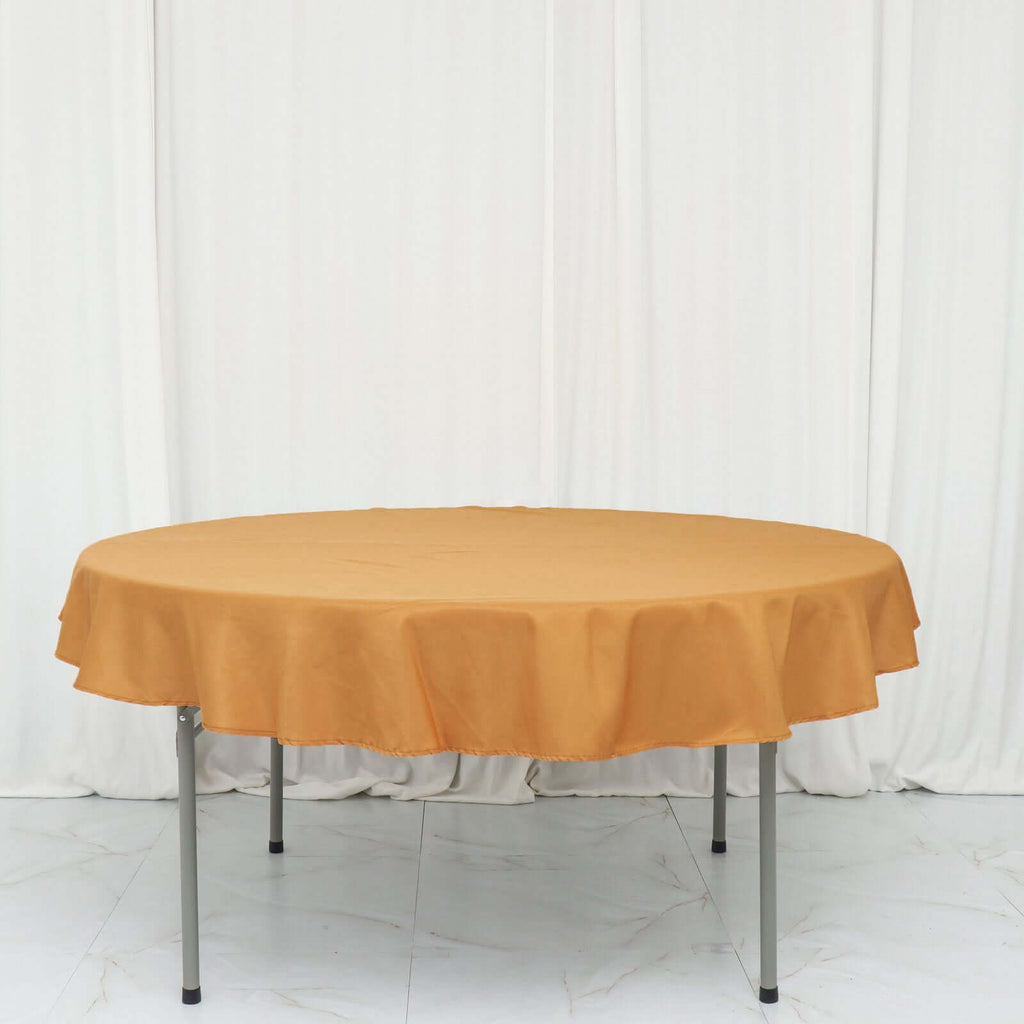 Polyester 70" Round Tablecloth Gold - Durable & Wrinkle - Resistant Table Cover for Everyday Use - Bell Racket Store