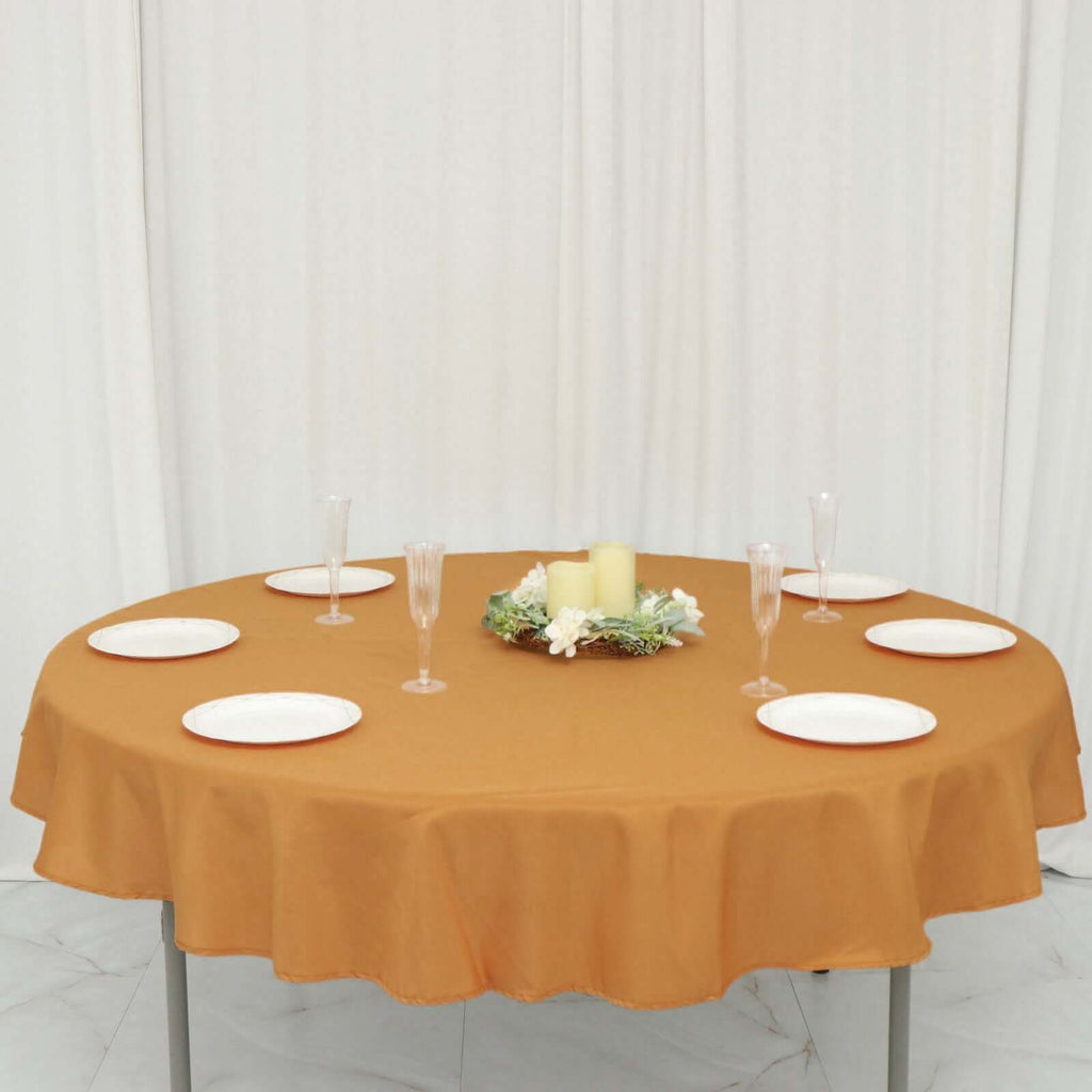 Polyester 70" Round Tablecloth Gold - Durable & Wrinkle - Resistant Table Cover for Everyday Use - Bell Racket Store