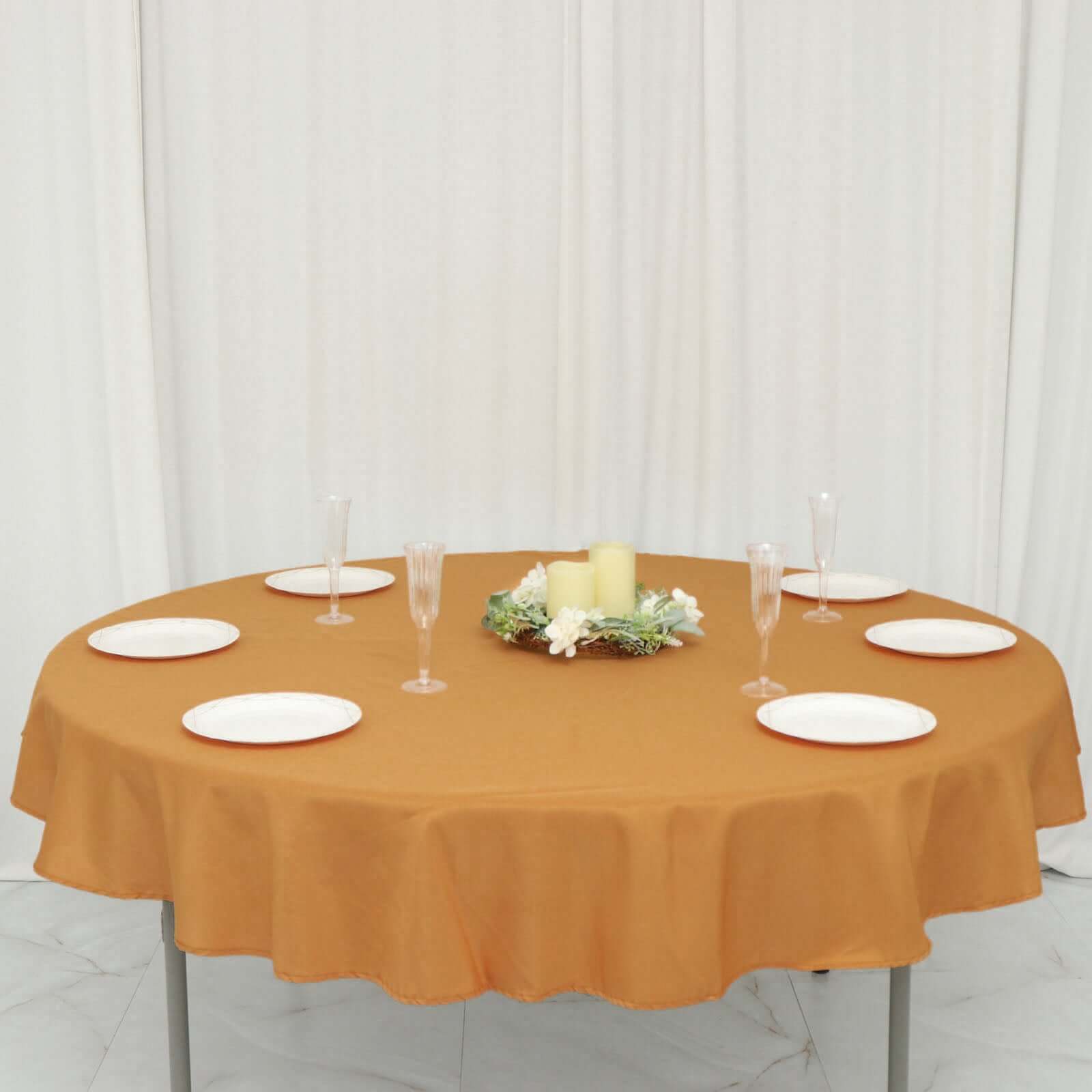 Polyester 70" Round Tablecloth Gold - Durable & Wrinkle - Resistant Table Cover for Everyday Use - Bell Racket Store