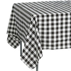Polyester 70"x70" Square Tablecloth White/Black - Checkered Buffalo Plaid Design for Rustic Decor