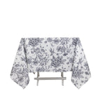 Polyester 70"x70" Square Tablecloth White - Black French Toile Pattern for Elegant Occasions - Bell Racket Store