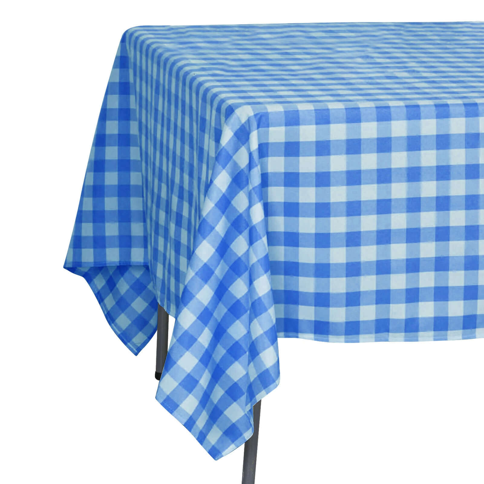Polyester 70"x70" Square Tablecloth White/Blue - Checkered Buffalo Plaid Table Cover