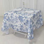 Polyester 70"x70" Square Tablecloth White - Blue French Toile Pattern for Sophisticated Settings - Bell Racket Store
