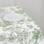 Polyester 70"x70" Square Tablecloth White - Dusty Sage Green French Toile Pattern for Elegant Occasions - Bell Racket Store