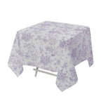Polyester 70"x70" Square Tablecloth White - Lavender Lilac French Toile Pattern for Elegant Occasions - Bell Racket Store