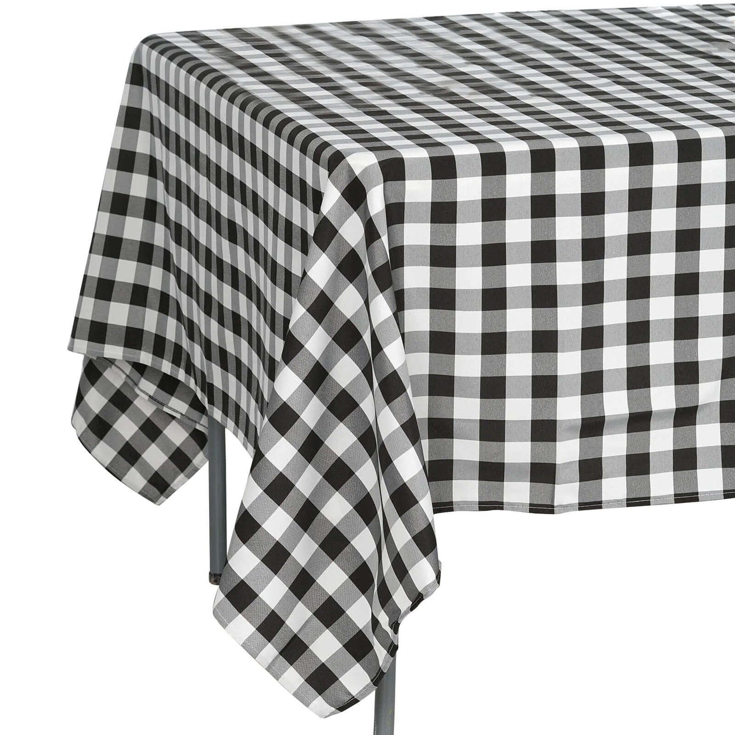 Polyester 70"x70" Square Tablecloth White/Black - Checkered Buffalo Plaid Design for Rustic Decor - NestOCart