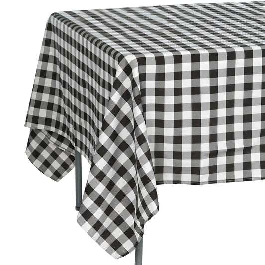 Polyester 70"x70" Square Tablecloth White/Black - Checkered Buffalo Plaid Design for Rustic Decor - NestOCart