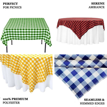 Polyester 70"x70" Square Tablecloth White/Black - Checkered Buffalo Plaid Design for Rustic Decor - NestOCart
