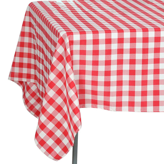Polyester 70"x70" Square Tablecloth White/Red - Checkered Buffalo Plaid Table Cover - NestOCart