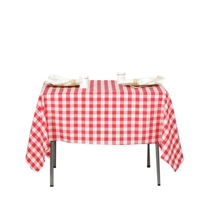 Polyester 70"x70" Square Tablecloth White/Red - Checkered Buffalo Plaid Table Cover - NestOCart