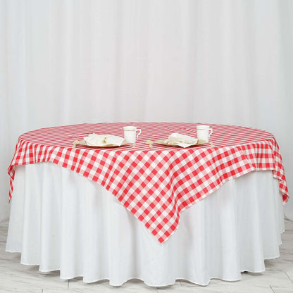 Polyester 70"x70" Square Tablecloth White/Red - Checkered Buffalo Plaid Table Cover - NestOCart