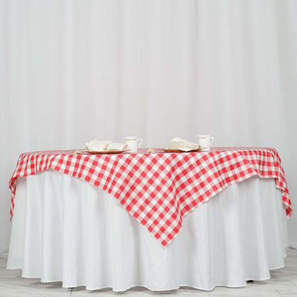 Polyester 70"x70" Square Tablecloth White/Red - Checkered Buffalo Plaid Table Cover - NestOCart