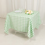Polyester 70"x70" Square Tablecloth White/Sage Green - Checkered Buffalo Plaid Table Cover - Bell Racket Store