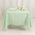Polyester 70"x70" Square Tablecloth White/Sage Green - Checkered Buffalo Plaid Table Cover - Bell Racket Store