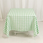 Polyester 70"x70" Square Tablecloth White/Sage Green - Checkered Buffalo Plaid Table Cover - Bell Racket Store