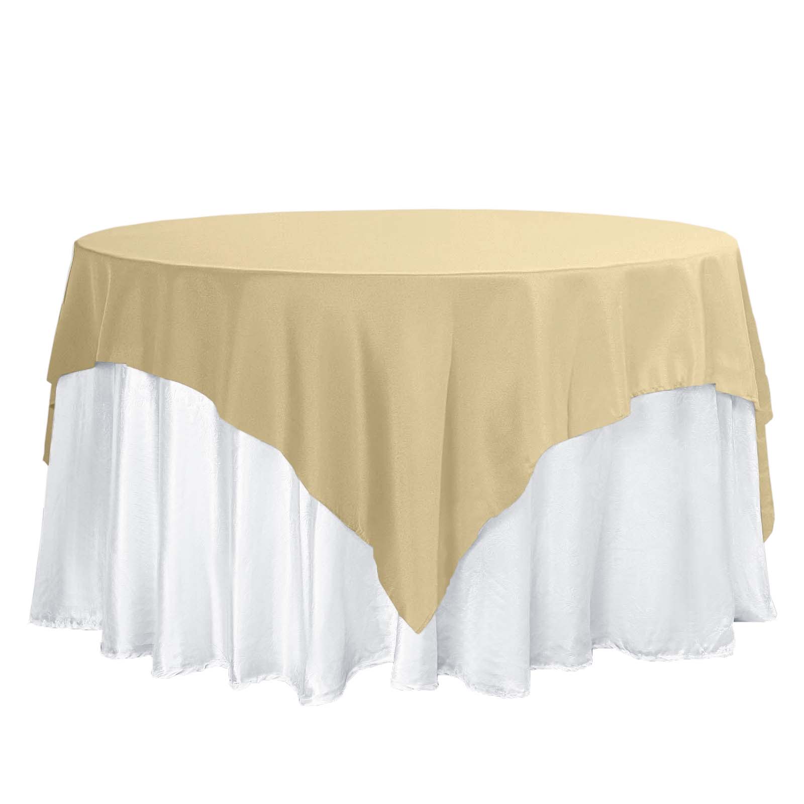 Polyester 70"x70" Table Overlay Square Tablecloth Champagne - Wrinkle-Resistant & Durable Table Cover