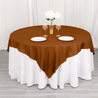 Polyester 70"x70" Table Overlay Square Tablecloth Cinnamon Brown - Wrinkle - Resistant & Durable Table Cover - Bell Racket Store