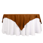 Polyester 70"x70" Table Overlay Square Tablecloth Cinnamon Brown - Wrinkle - Resistant & Durable Table Cover - Bell Racket Store