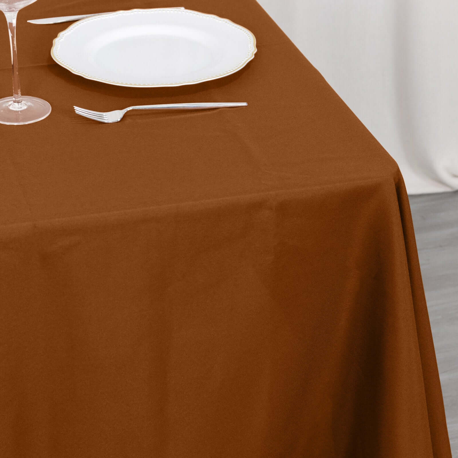 Polyester 70"x70" Table Overlay Square Tablecloth Cinnamon Brown - Wrinkle - Resistant & Durable Table Cover - Bell Racket Store