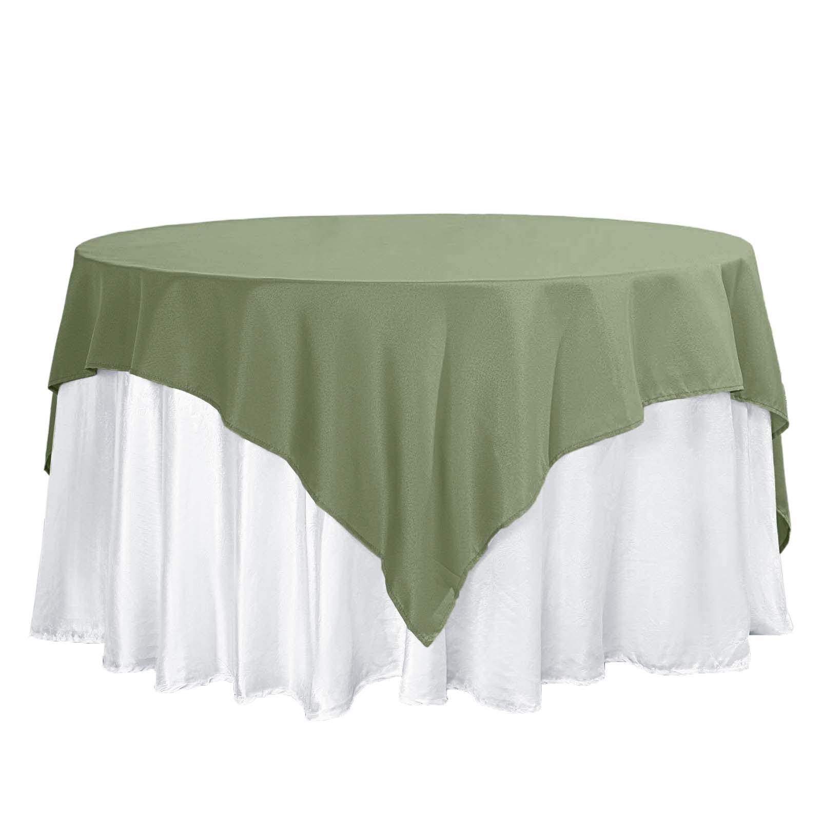 Polyester 70"x70" Table Overlay Square Tablecloth Dusty Sage Green - Wrinkle-Resistant & Durable Table Cover
