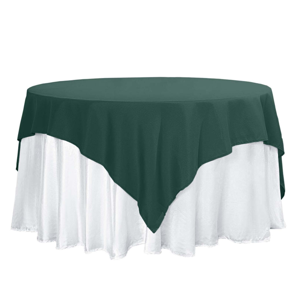 Polyester 70"x70" Table Overlay Square Tablecloth Hunter Emerald Green - Wrinkle-Resistant & Durable Table Cover