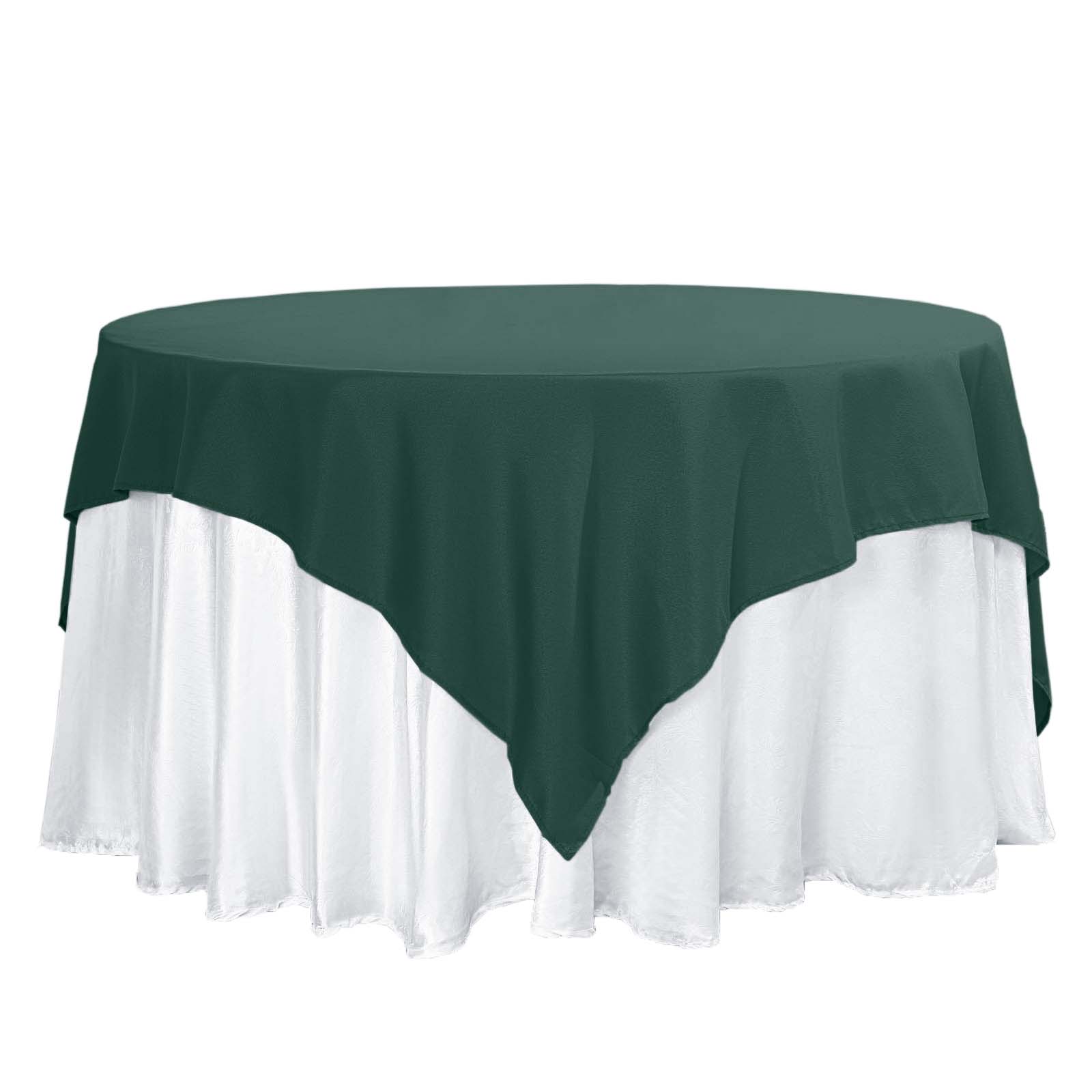 Polyester 70"x70" Table Overlay Square Tablecloth Hunter Emerald Green - Wrinkle-Resistant & Durable Table Cover