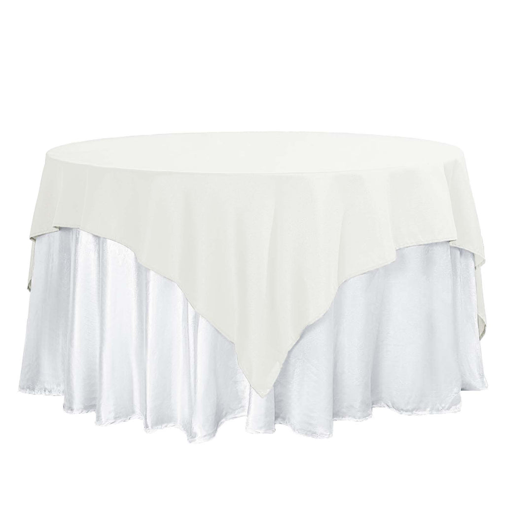 Polyester 70"x70" Table Overlay Square Tablecloth Ivory - Wrinkle-Resistant & Durable Table Cover