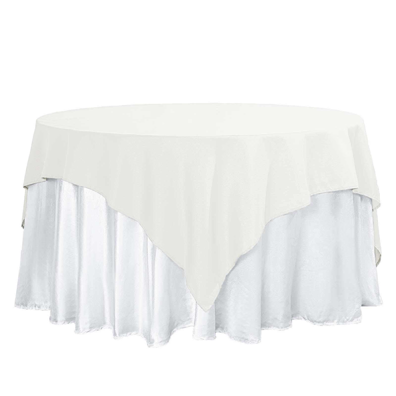 Polyester 70"x70" Table Overlay Square Tablecloth Ivory - Wrinkle-Resistant & Durable Table Cover