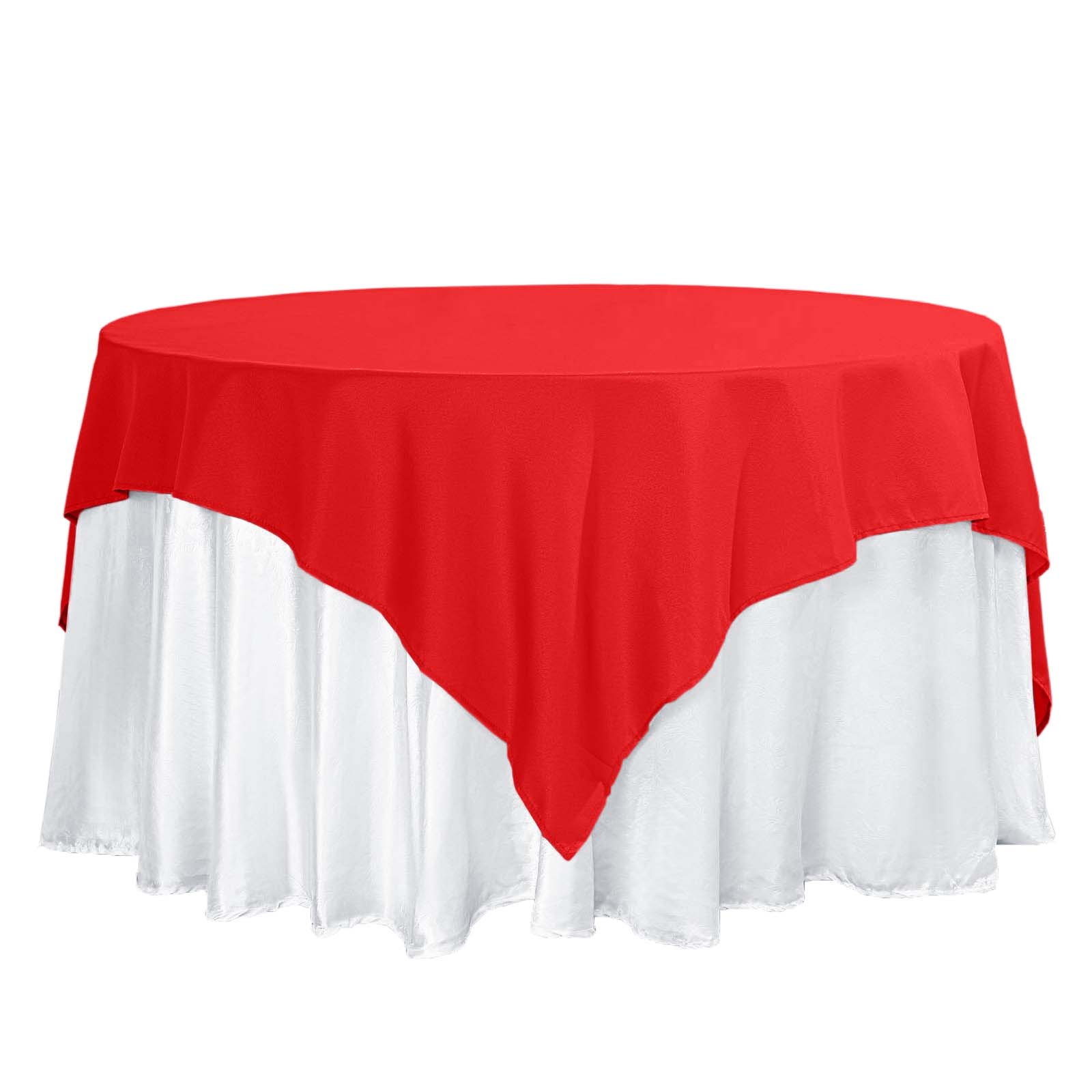 Polyester 70"x70" Table Overlay Square Tablecloth Red - Wrinkle-Resistant & Durable Table Cover