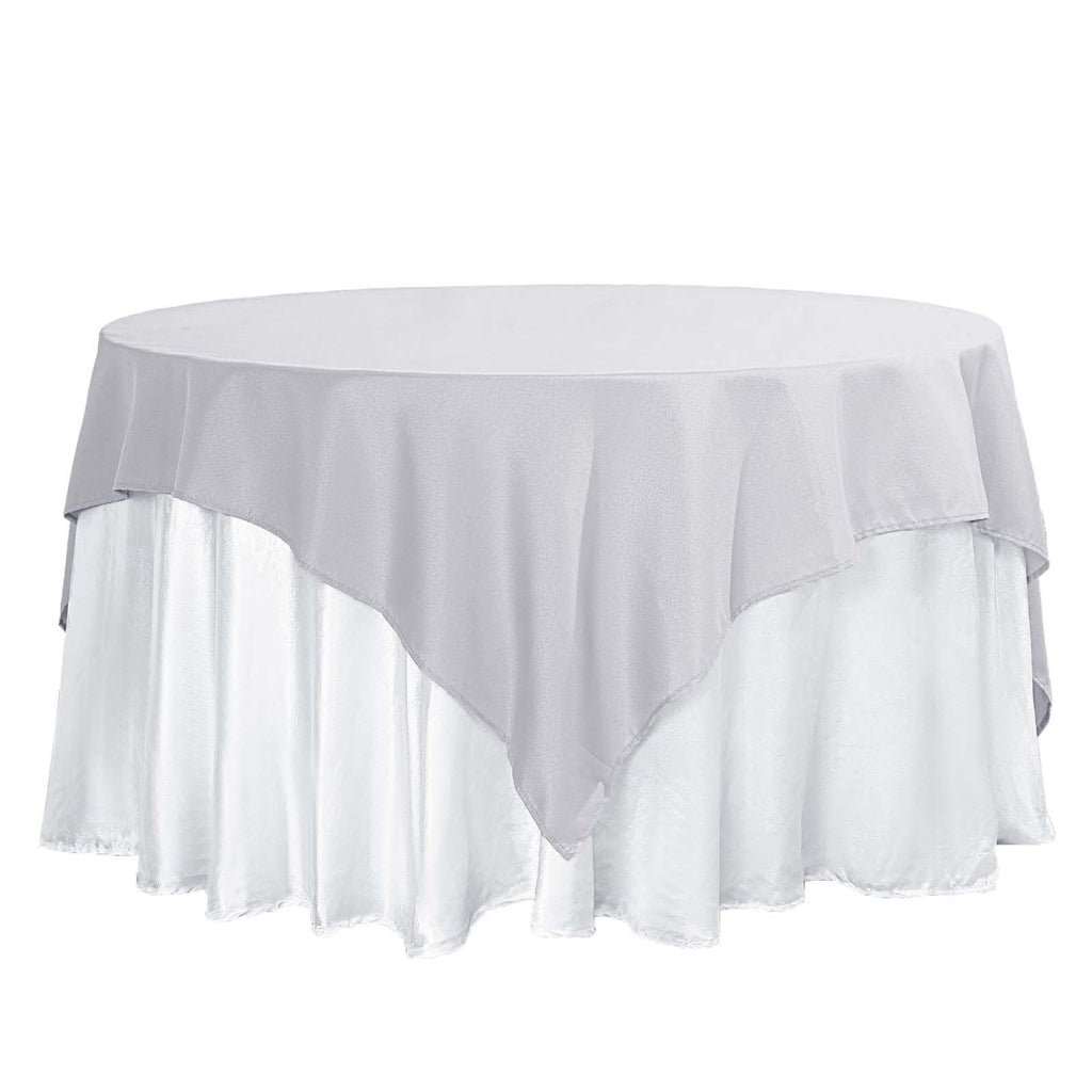 Polyester 70"x70" Table Overlay Square Tablecloth Silver - Wrinkle-Resistant & Durable Table Cover