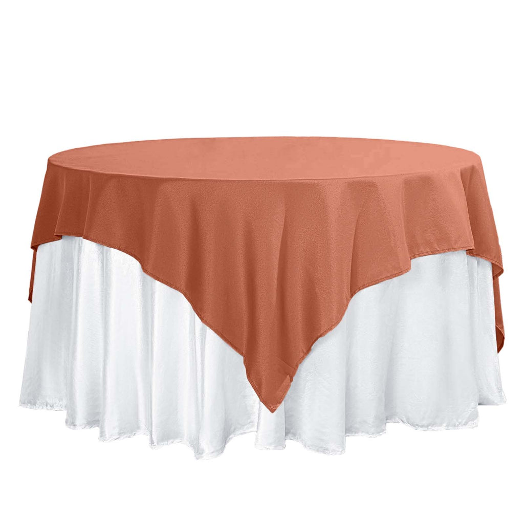 Polyester 70"x70" Table Overlay Square Tablecloth Terracotta (Rust) - Wrinkle-Resistant & Durable Table Cover