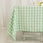 Polyester 70"x70" Table Overlay Square Tablecloth White/Sage Green - Checkered Buffalo Plaid Table Topper - Bell Racket Store