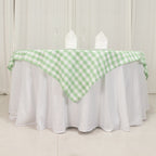 Polyester 70"x70" Table Overlay Square Tablecloth White/Sage Green - Checkered Buffalo Plaid Table Topper - Bell Racket Store