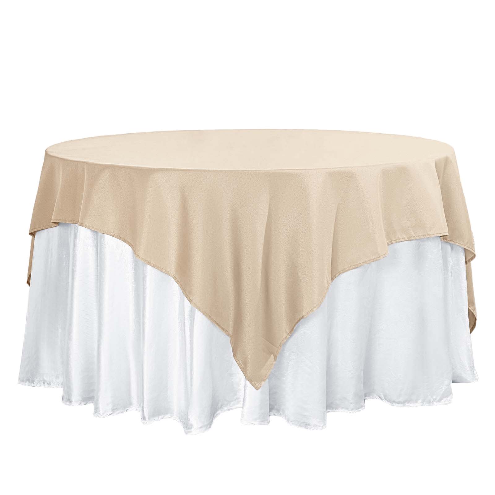 Polyester 70"x70" Table Overlay Square Tablecloth Nude - Wrinkle-Resistant & Durable Table Cover