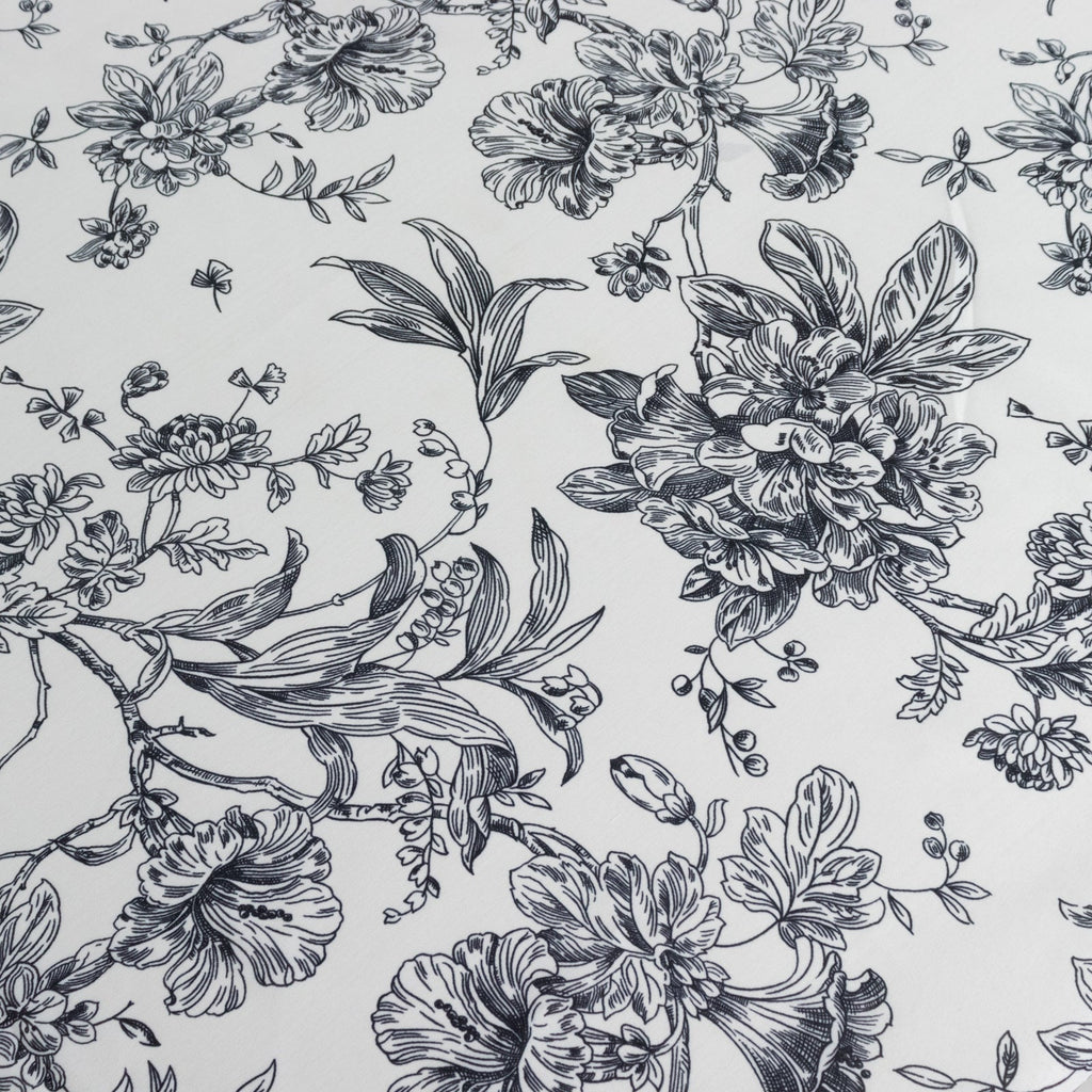 Polyester 70"x70" Table Overlay White - Black French Toile Pattern for Stylish Events - Bell Racket Store