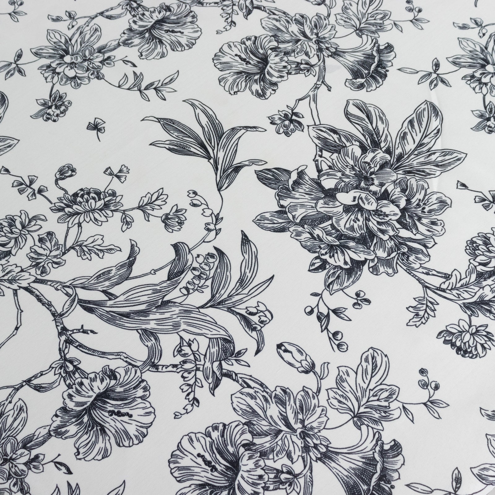 Polyester 70"x70" Table Overlay White - Black French Toile Pattern for Stylish Events - Bell Racket Store