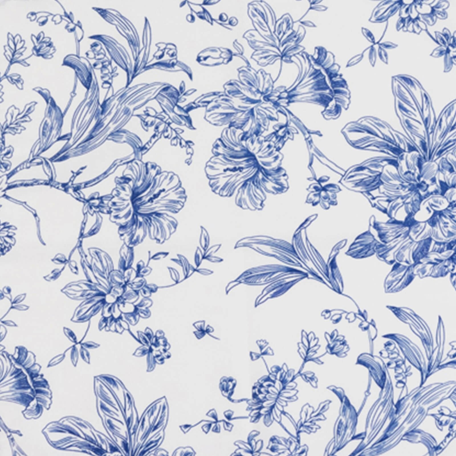 Polyester 70"x70" Table Overlay White - Blue French Toile Pattern for Stylish Events - Bell Racket Store