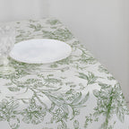 Polyester 70"x70" Table Overlay White - Dusty Sage Green French Toile Pattern for Stylish Events - Bell Racket Store