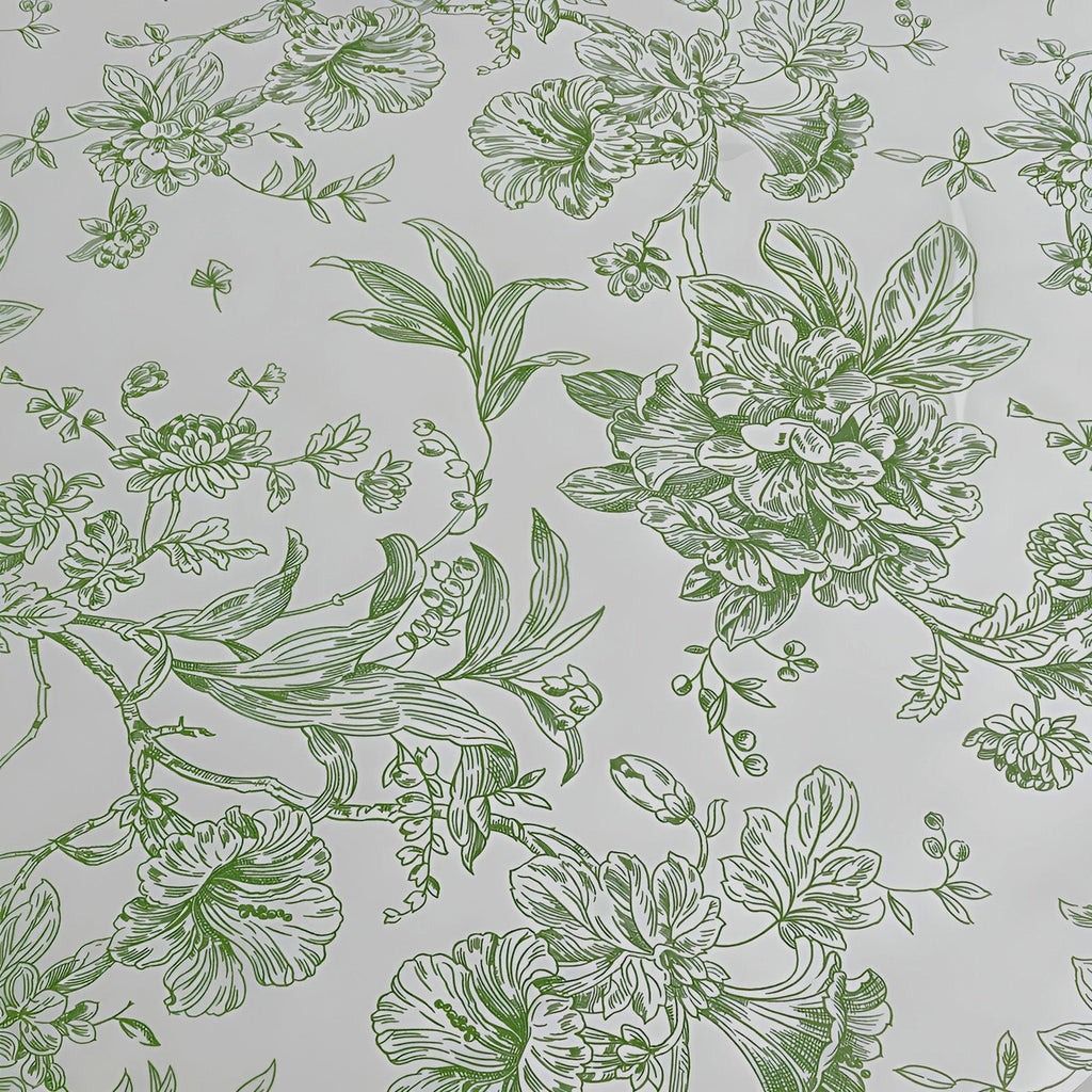 Polyester 70"x70" Table Overlay White - Dusty Sage Green French Toile Pattern for Stylish Events - Bell Racket Store