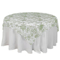 Polyester 70"x70" Table Overlay White - Dusty Sage Green French Toile Pattern for Stylish Events - Bell Racket Store