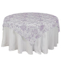 Polyester 70"x70" Table Overlay White - Lavender Lilac French Toile Pattern for Stylish Events - Bell Racket Store