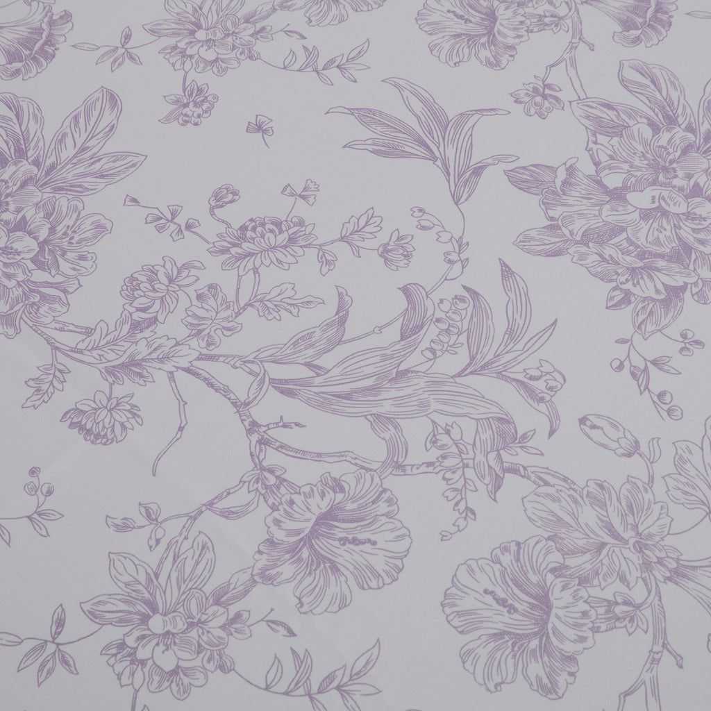 Polyester 70"x70" Table Overlay White - Lavender Lilac French Toile Pattern for Stylish Events - Bell Racket Store