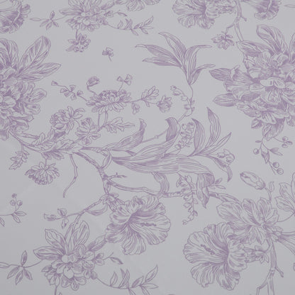 Polyester 70"x70" Table Overlay White - Lavender Lilac French Toile Pattern for Stylish Events - Bell Racket Store