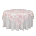 Polyester 70"x70" Table Overlay White - Pink French Toile Pattern for Refined Gatherings - Bell Racket Store