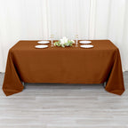Polyester 72"x120" Rectangle Tablecloth Cinnamon Brown - Durable and Stylish Table Cover - Bell Racket Store