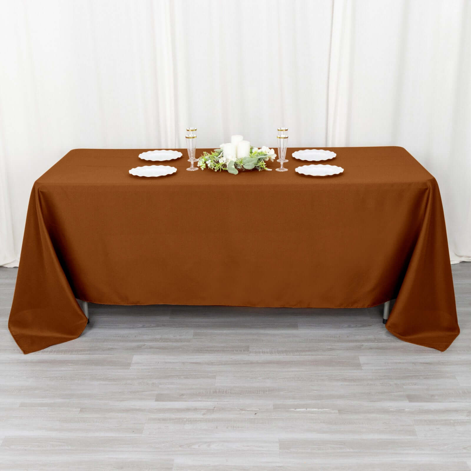 Polyester 72"x120" Rectangle Tablecloth Cinnamon Brown - Durable and Stylish Table Cover - Bell Racket Store