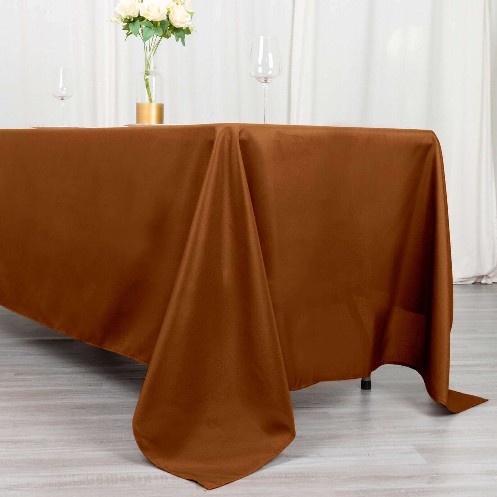 Polyester 72"x120" Rectangle Tablecloth Cinnamon Brown - Durable and Stylish Table Cover - Bell Racket Store
