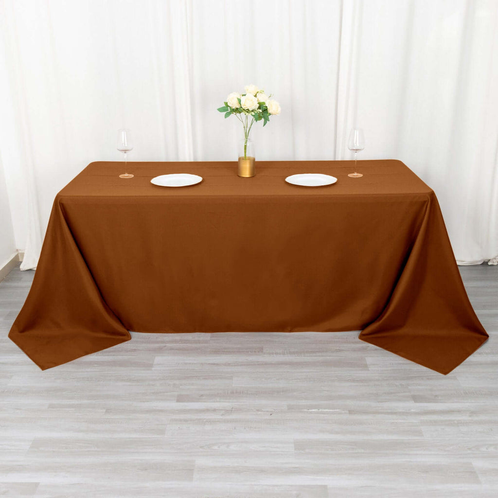 Polyester 72"x120" Rectangle Tablecloth Cinnamon Brown - Durable and Stylish Table Cover - Bell Racket Store