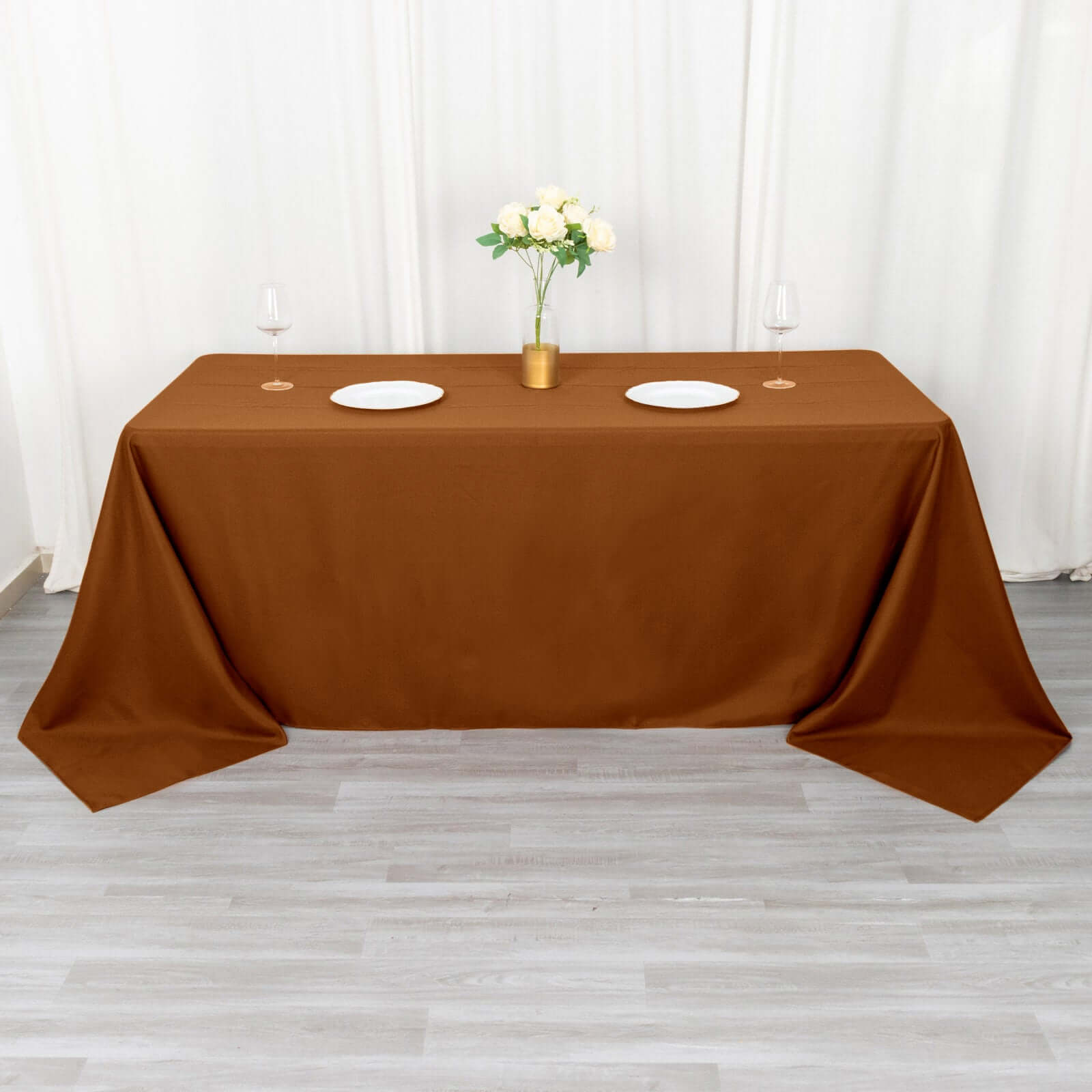 Polyester 72"x120" Rectangle Tablecloth Cinnamon Brown - Durable and Stylish Table Cover - Bell Racket Store
